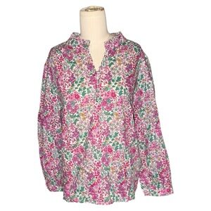 J. Crew Pink and Green Long Sleeve Floral Top - made with Liberty fabric